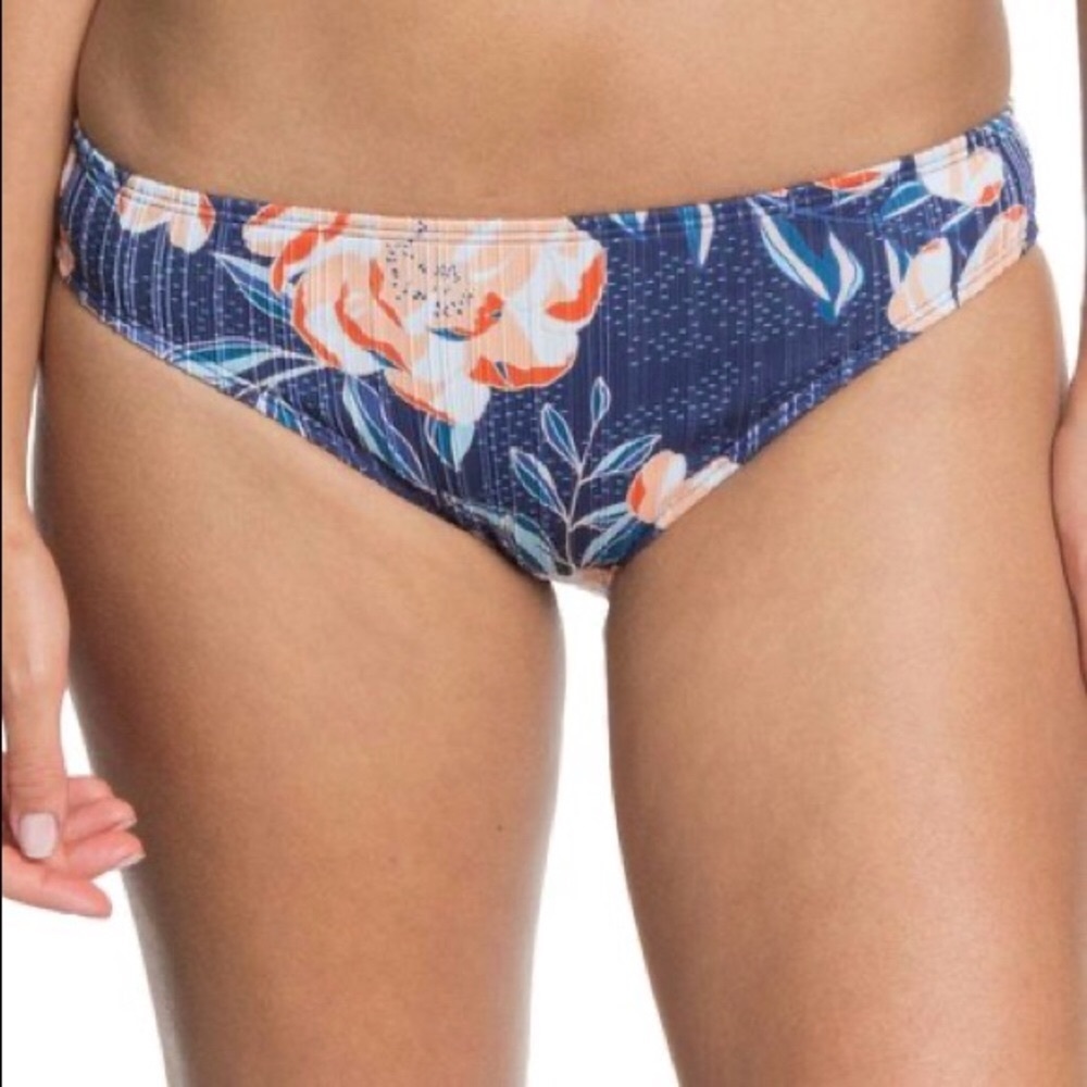 NWT Roxy Mood Indigo Bu Lilies Surf Swim Bottoms, Sz. L